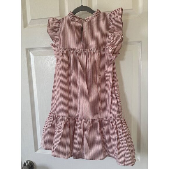 J. Marie Burnt Orange White Gameday Striped Ruffle Spring Dress Girls Size 7 NWT - Picture 15 of 16